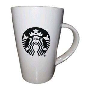 Starbucks Tall Ceramic Coffee Tea Mug 12 oz White Cup with Black‎ Siren Logo